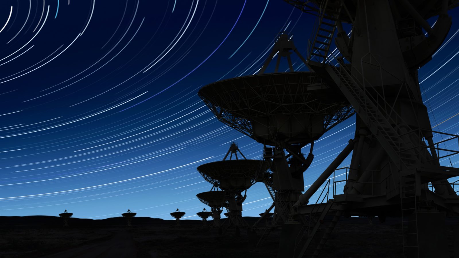 XL radio telescopes silhouette